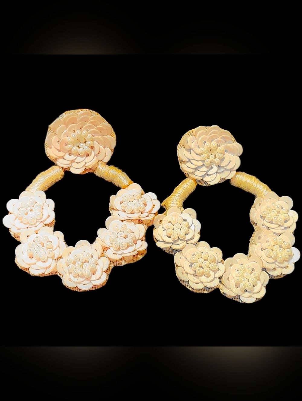 Deepa Gurnani White Floral Beaded Dangle Earrings